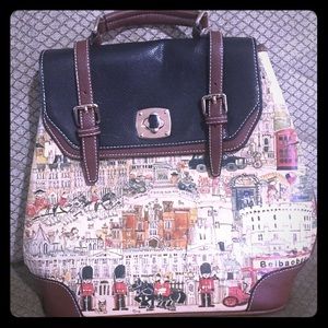 BeiBaoBao - Faux Leather Contrast Trim Print